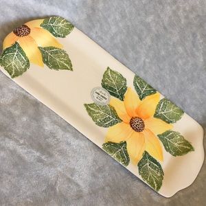 Sunflower Ceramic Handpainted Servewear Platter Portugal NWT 16x7x1.25”